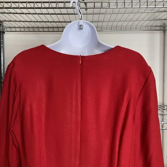 Vintage Y2K Cynthia Rowley 90's Women's Red Bell Sleeve Mini Dress Size 12 - Picture 9 of 11